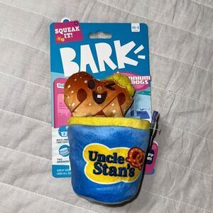 BARK Plush Uncle Stan’s Pretzel & Bucket Squeaky Dog Toy